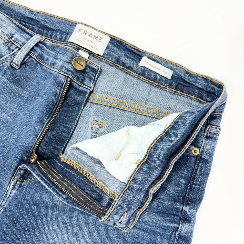 Frame Le High Skinny Crop Jeans Size 30 Arenas Wash Step Fray Hem Distressed - Picture 4 of 12